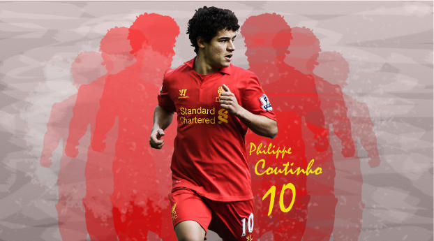 philippe coutinho, liverpool fc, soccer player Wallpaper 2560x1024 Resolution