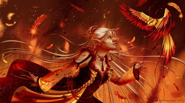 phoenix, girl, elf Wallpaper 800x1280 Resolution