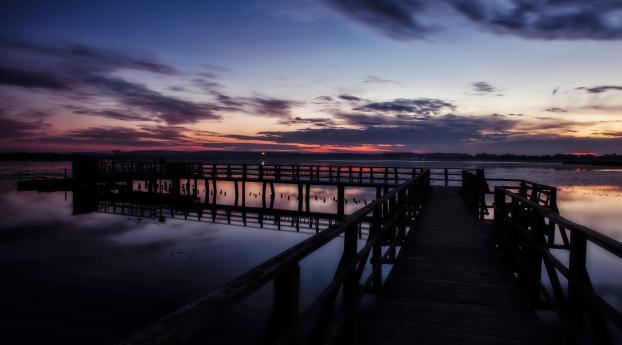 pier, lake, sunset Wallpaper 1080x1920 Resolution