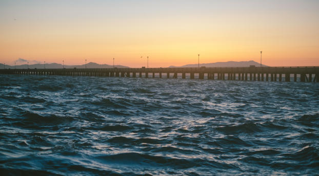 pier, sea, waves Wallpaper 2560x1024 Resolution