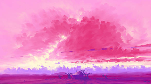 Pink Cloud Amazing Artistic Landscape Wallpaper 1920x1080 Resolution