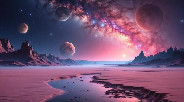 Pink Moon Planet Wallpaper 1080x2460 Resolution