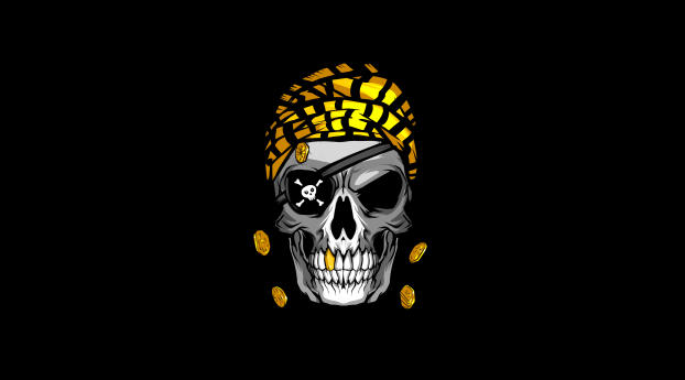 Pirate Skull Gold Wallpaper 1280x720 Resolution