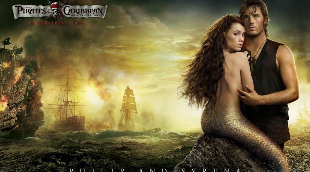 pirates of caribbean sea, mermaid, guy Wallpaper 2560x1440 Resolution