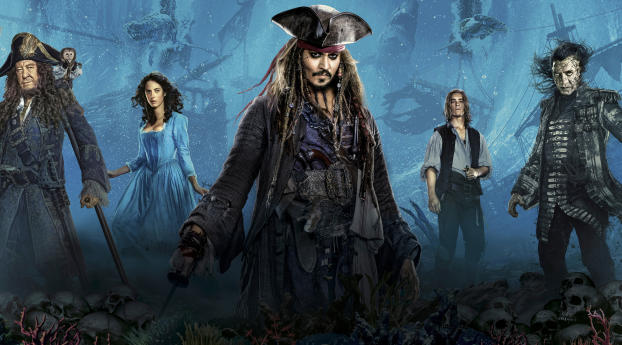 Pirates Of The Caribbean Dead Men Tell No Tales Characters Wallpaper 1536x2048 Resolution
