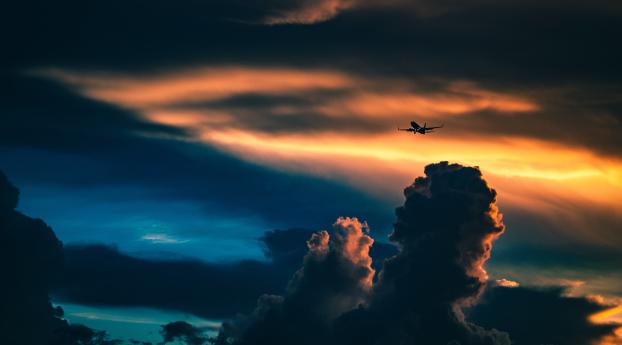 plane, sky, night Wallpaper 1600x900 Resolution