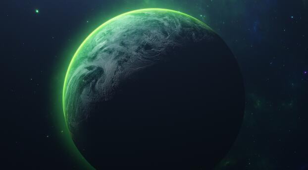 Planet 4k Green Glow Wallpaper 1080x1920 Resolution