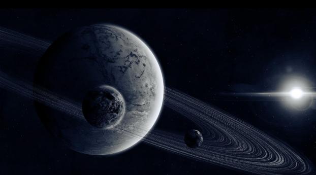 planet, ring, star Wallpaper 2560x1080 Resolution