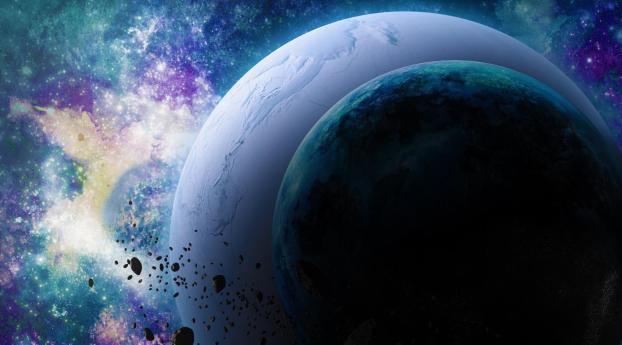 planets, asteroids, light Wallpaper 640x1136 Resolution