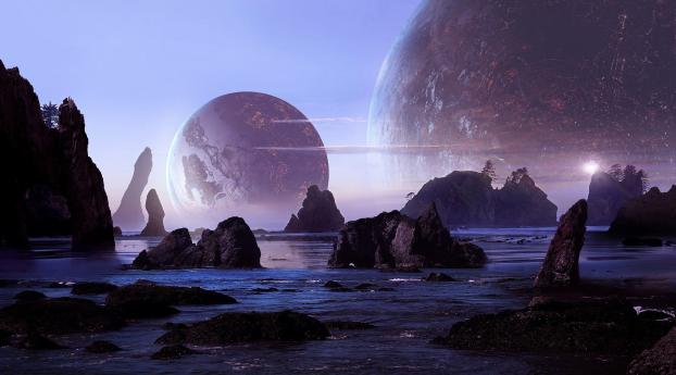 Planets Colliding Wallpaper 1440x3160 Resolution