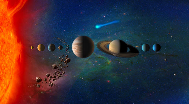 Planets In Solar System Galaxy Wallpaper 1440x2560 Resolution