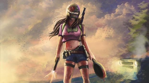 Playerunknown's Battlegrounds Woman Warrior Art Wallpaper 1366x768 Resolution