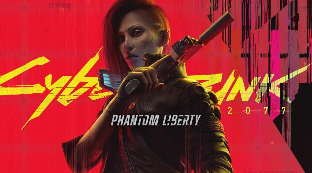 Poster of Cyberpunk 2077 Phantom Liberty Wallpaper 7620x4320 Resolution
