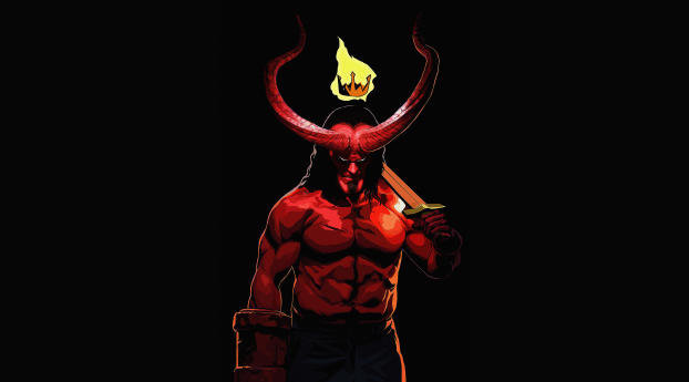 Poster Of Hellboy Movie Artwork Wallpaper 1440x2960 Resolution