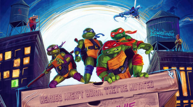 Poster of Teenage Mutant Ninja Turtles: Mutant Mayhem Wallpaper 368x448 Resolution