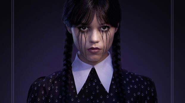 Poster of WEDNESDAY Jenna Ortega Wallpaper 1920x1080 Resolution