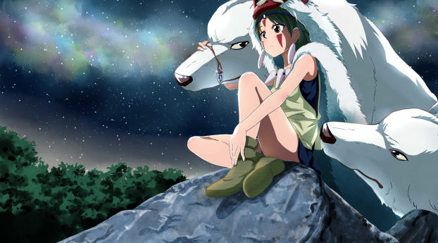 princess mononoke, hayao miyazaki, wolf Wallpaper 360x640 Resolution