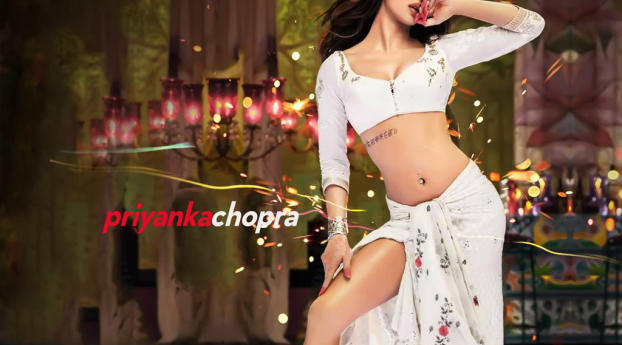 Priyanka Chopra In White Saree  Wallpaper 720x1440 Resolution