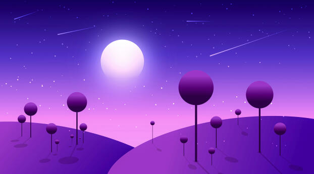 Purple 4K Strange Planet Illustrator Wallpaper 1080x2270 Resolution
