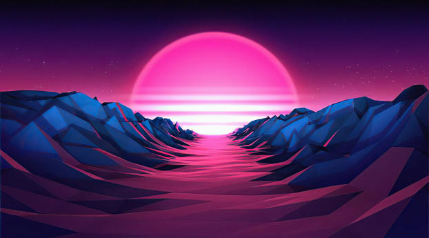 Purple Sunrise 4K Vaporwave Wallpaper