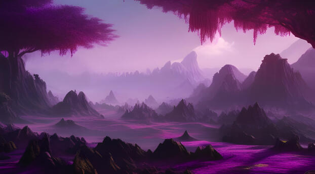 Purple Valley HD Digital Mountain Art Wallpaper 2560x1800 Resolution