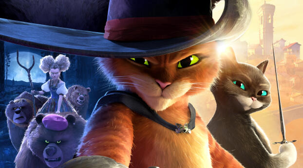 Puss In Boots The Last Wish Movie Wallpaper 4880x1080 Resolution