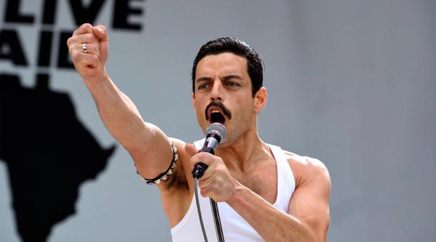 Rami Malek As Freddie Mercury in Bohemian Rhapsody Movie Wallpaper 828x1792 Resolution