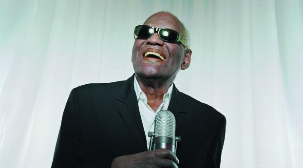 ray charles, musician, microphone Wallpaper 360x640 Resolution