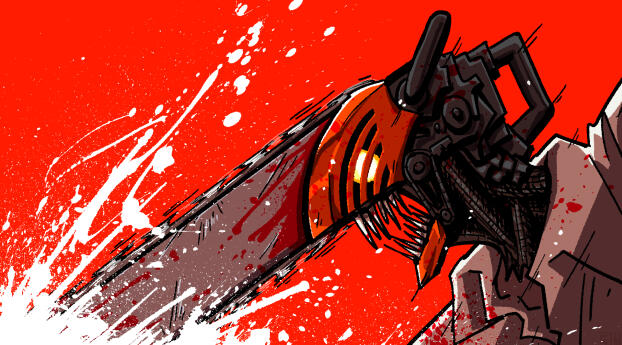 Red Denji Art Chainsaw Man Wallpaper 1080x1920 Resolution