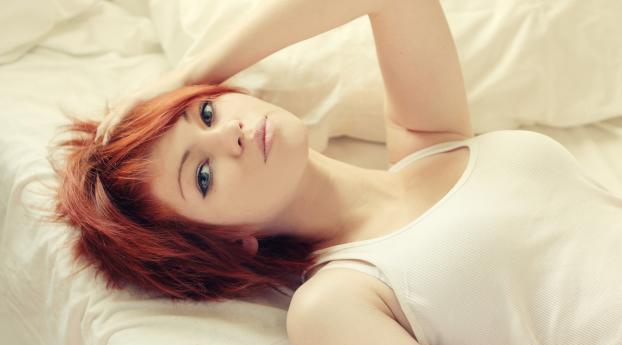 red-haired, eyes, girl Wallpaper 1440x3040 Resolution