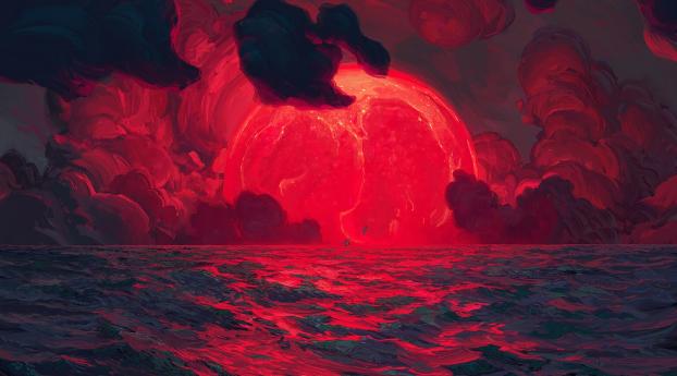 Red Sun Wallpaper 1440x1440 Resolution