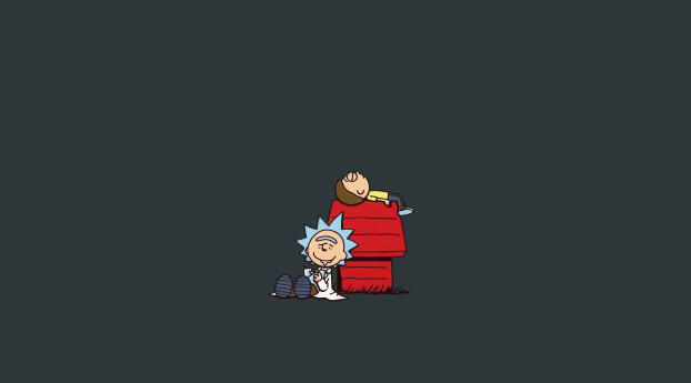 Rick And Morty 8K Minimal Grey Art Wallpaper