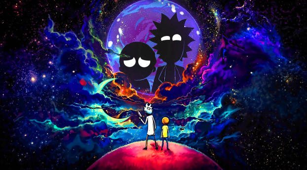 Rick and Morty in Outer Space Wallpaper