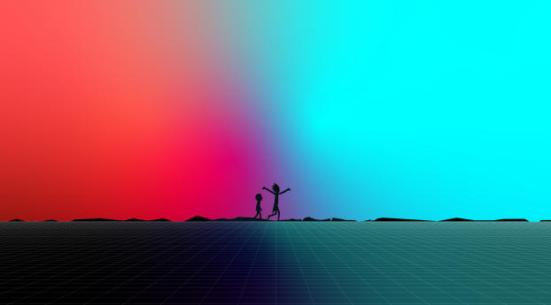 Rick And Morty Synthwave 8K Wallpaper 1080x2310 Resolution