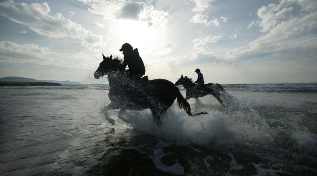 riding, horses, splashes Wallpaper 240x320 Resolution