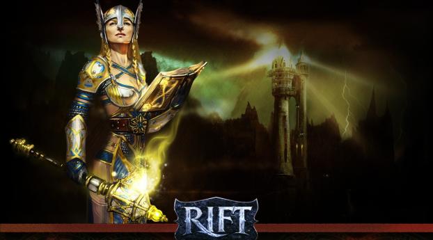 rift, girl, armor Wallpaper 1366x768 Resolution