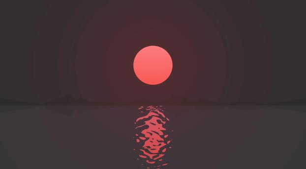 Ripple Water Minimal Sunset Wallpaper 1080x2280 Resolution
