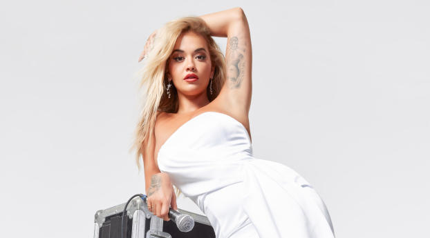 Rita Ora White Dress Wallpaper 1080x2240 Resolution