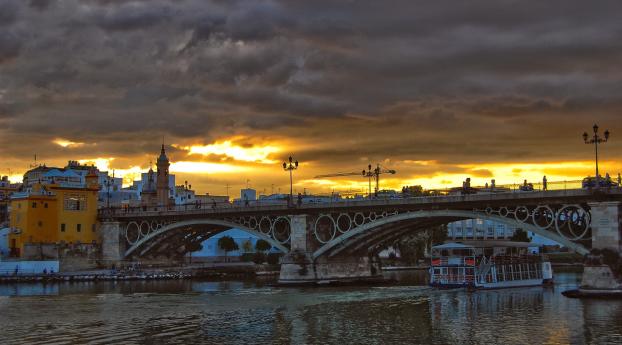 river, bridge, clouds Wallpaper 1440x2960 Resolution