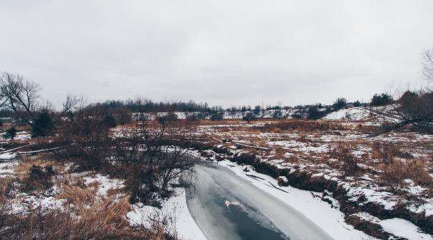 river, winter, ice Wallpaper 640x1136 Resolution
