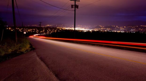 road, night, motion Wallpaper