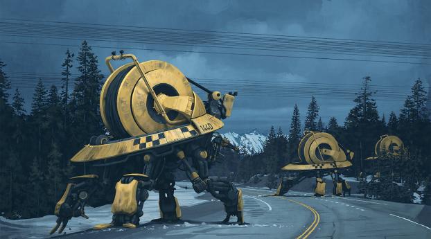 Robot Si Fi Art Wallpaper 640x240 Resolution