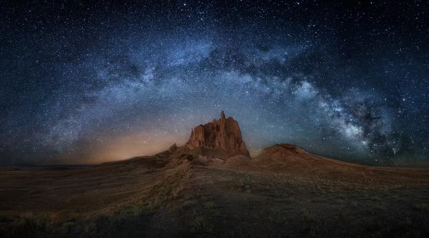 Rock Landscape at Milky Way Night Wallpaper