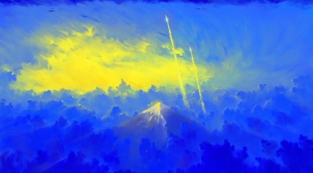 Rocket Flying Over Mountains Wallpaper 320x320 Resolution