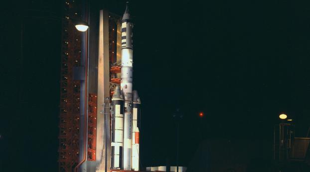 rocket, spaceport, night Wallpaper
