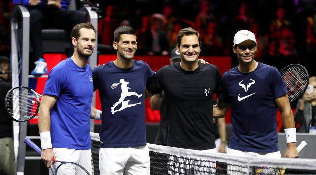 Roger Federer Final Match Andy Murray Rafael Nadal and Novak Djokovic Wallpaper 3840x240 Resolution