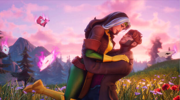 Rogue and Gambit Fortnite Wallpaper 1920x1080 Resolution