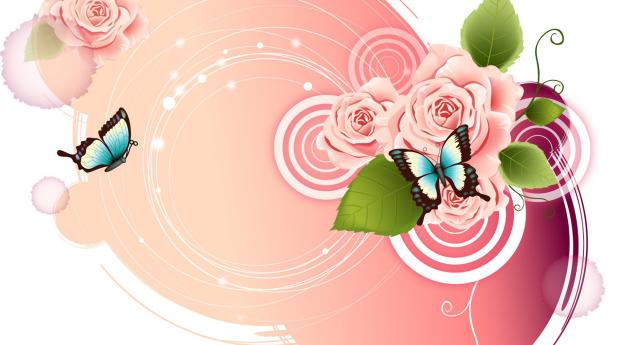 rose, butterfly, patterns Wallpaper 1366x1600 Resolution
