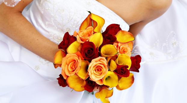 roses, calla lilies, bridal bouquet Wallpaper