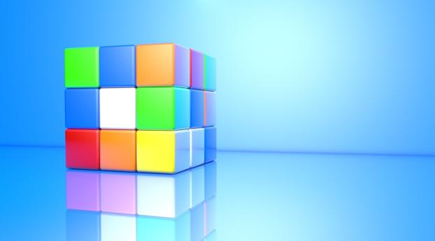 rubiks cube, colorful, face Wallpaper 1024x600 Resolution